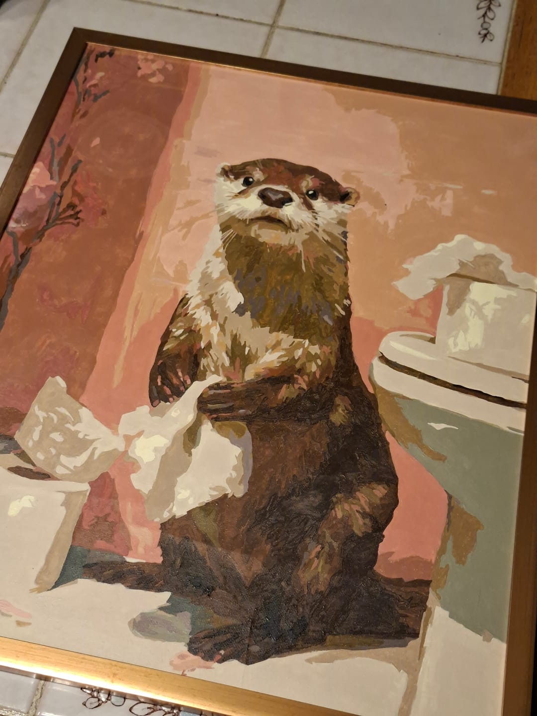 Customer photo review of Otter in the toilet | Paint by Number