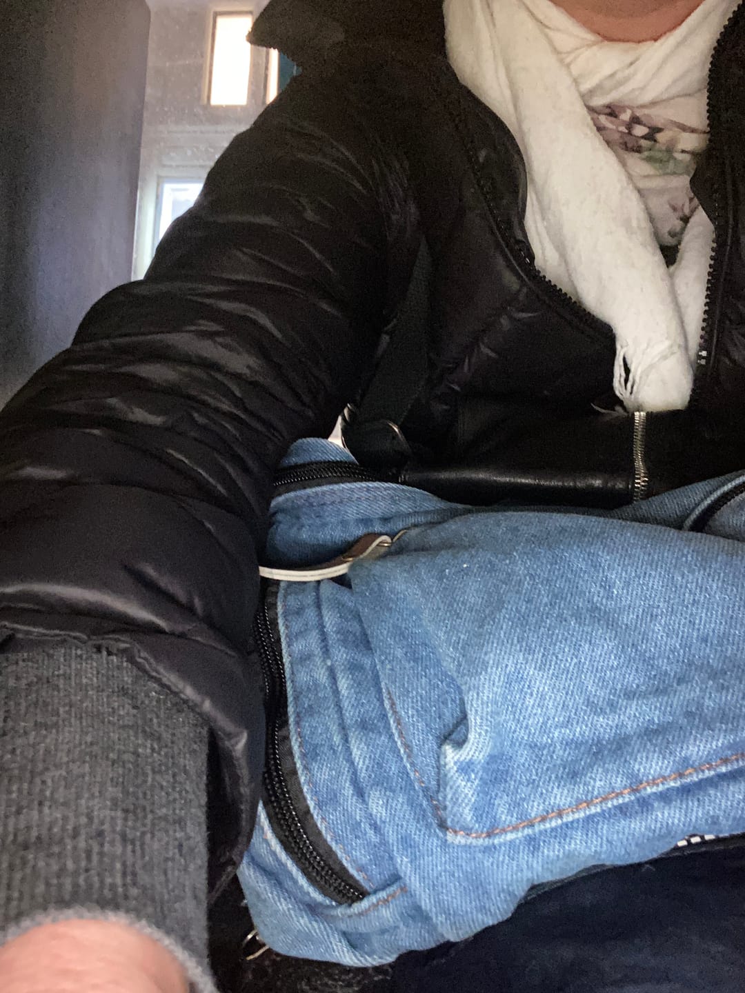 Customer photo review of Women Casual Solid Large Capacity School Denim Backpack