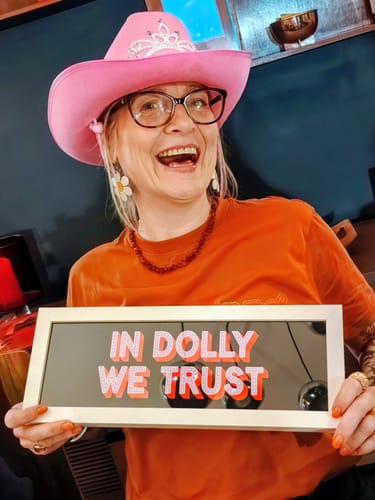 Customer photo review of In Dolly We Trust Framed Print