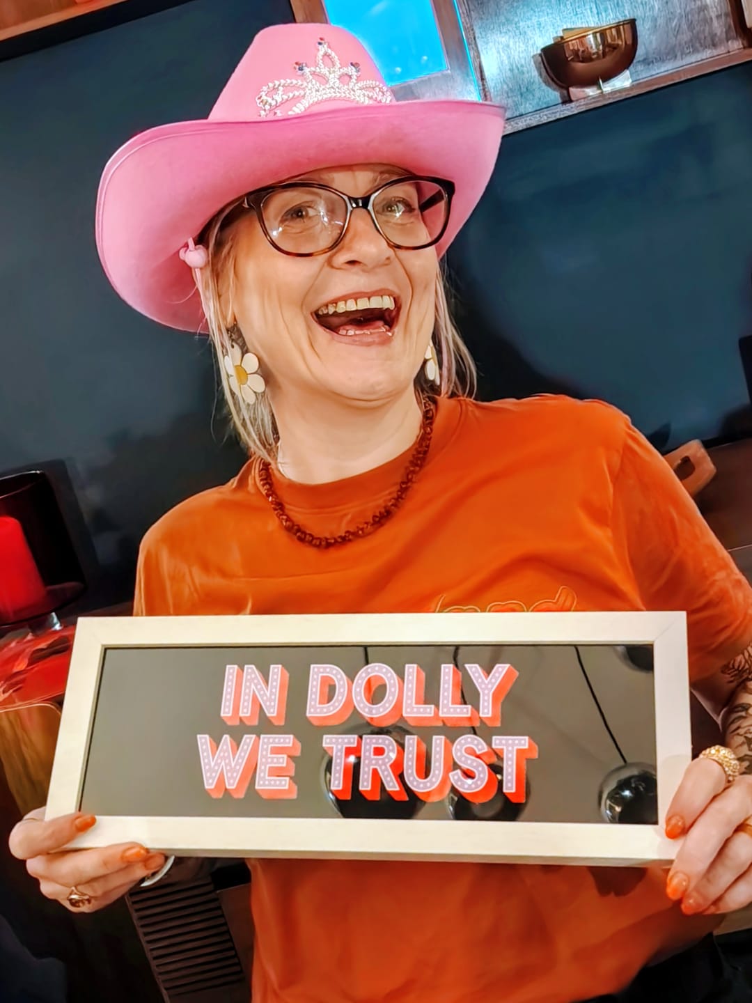 Customer photo review of In Dolly We Trust Framed Print
