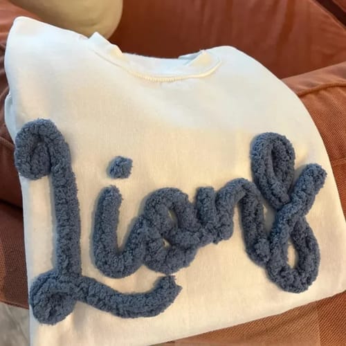 Customer photo review of Custom College Chenille Team Name Embroidered Sweatshirt