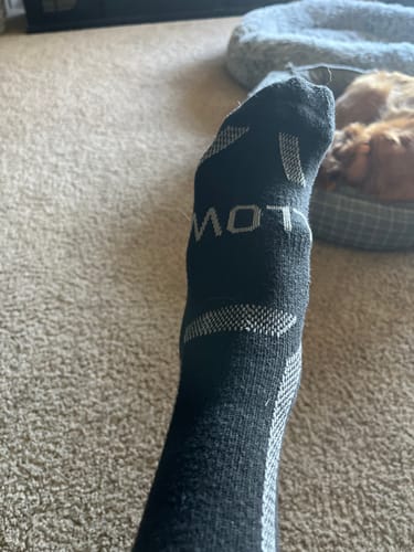 Customer's close-up of their black Men's Alpaca Sock, highlighting the knit texture.