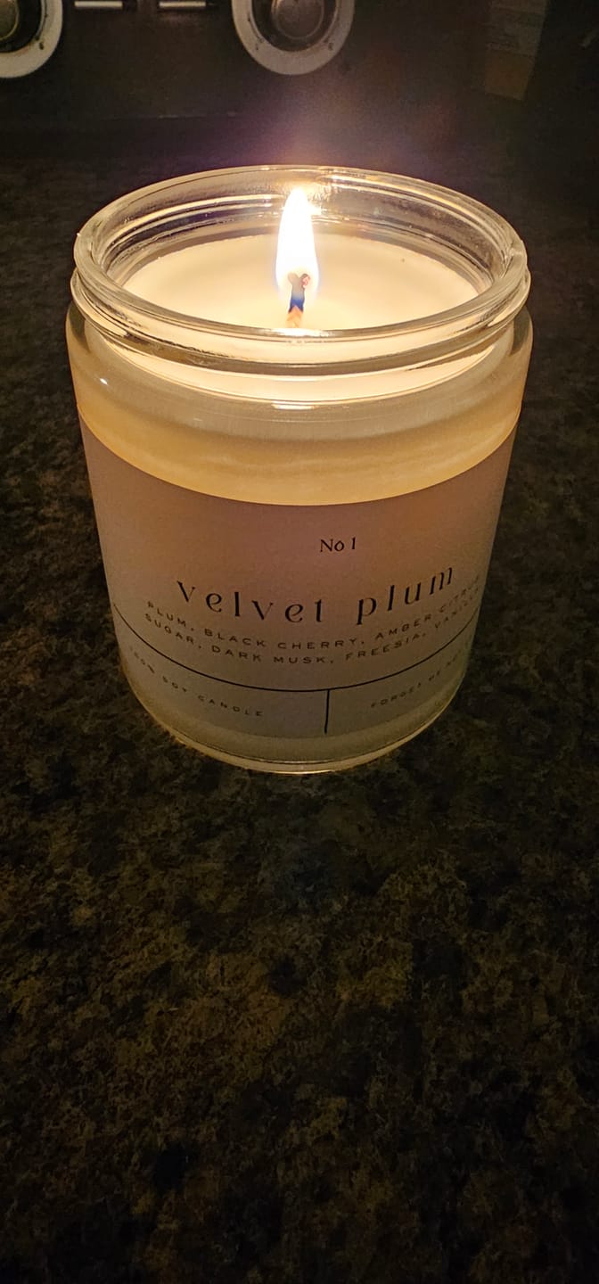 Customer photo review of Velvet Plum 9 oz Glass Candle