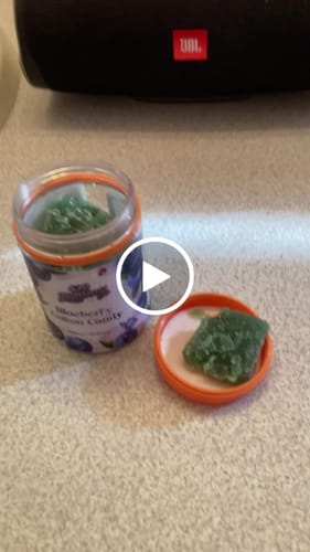 Customer video review of 420MG Blueberry Cotton Candy 5040mg THC Delta 8 Delta 9 Gummies 12 Count