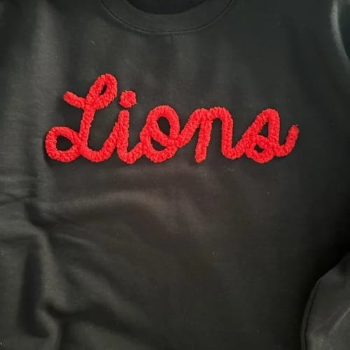 Customer photo review of Custom College Chenille Team Name Embroidered Sweatshirt