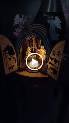 Customer video review of Nativity scene miniatures candle holder laser cut svg file
