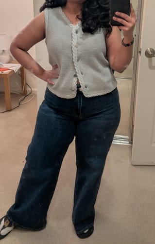 Customer photo review of LILY Linen Blend Knit Cardigan Vest