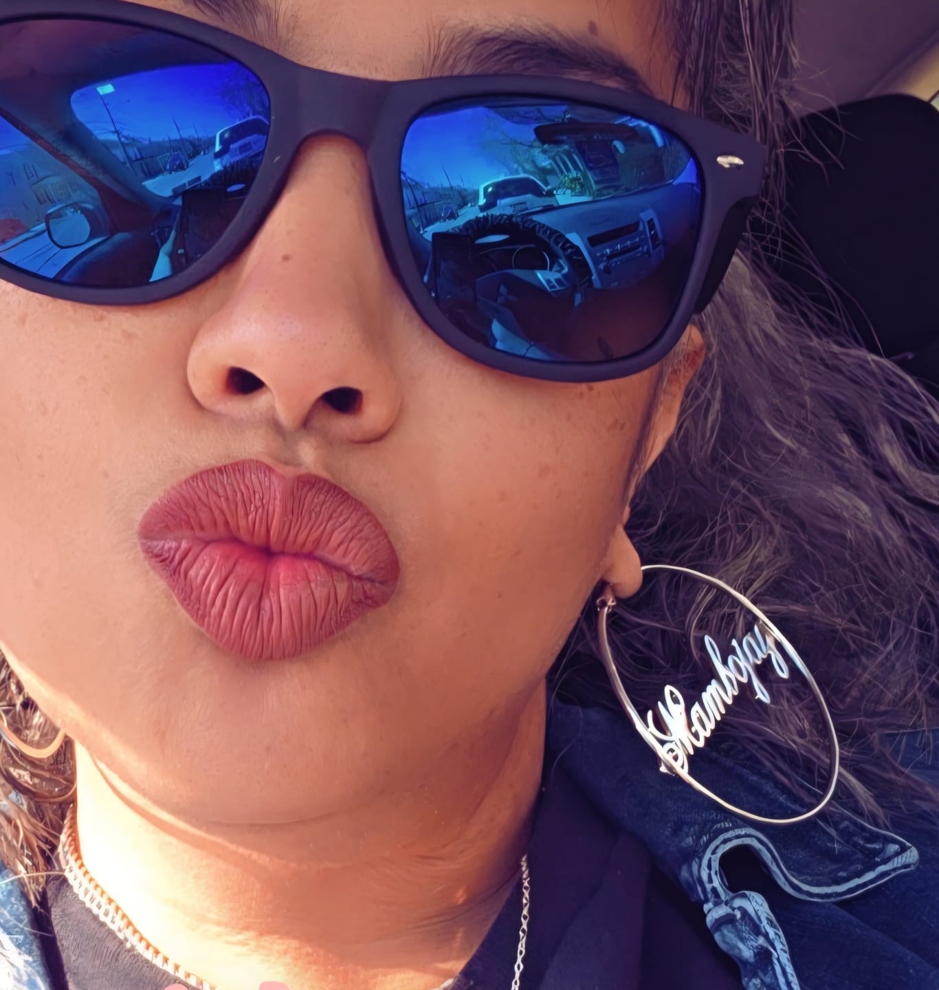 Customer photo review of Script Name Hoop Earrings