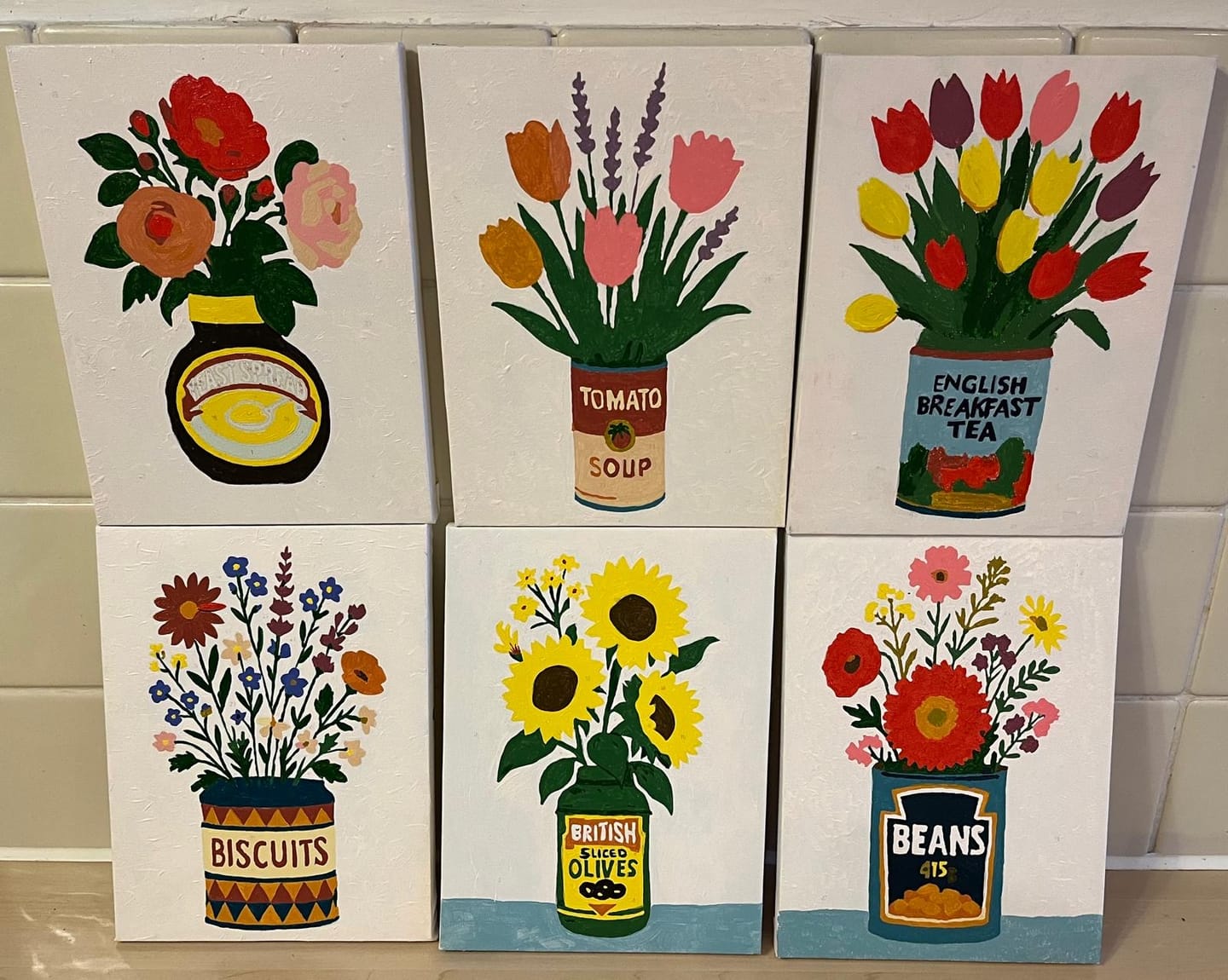 Customer photo review of 6 Mini Paintings - Flowers in Cans Set