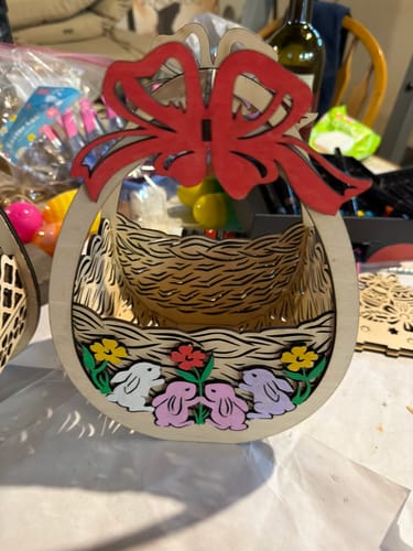 Customer photo review of Easter bunny egg basket 2 bundle laser cut svg file