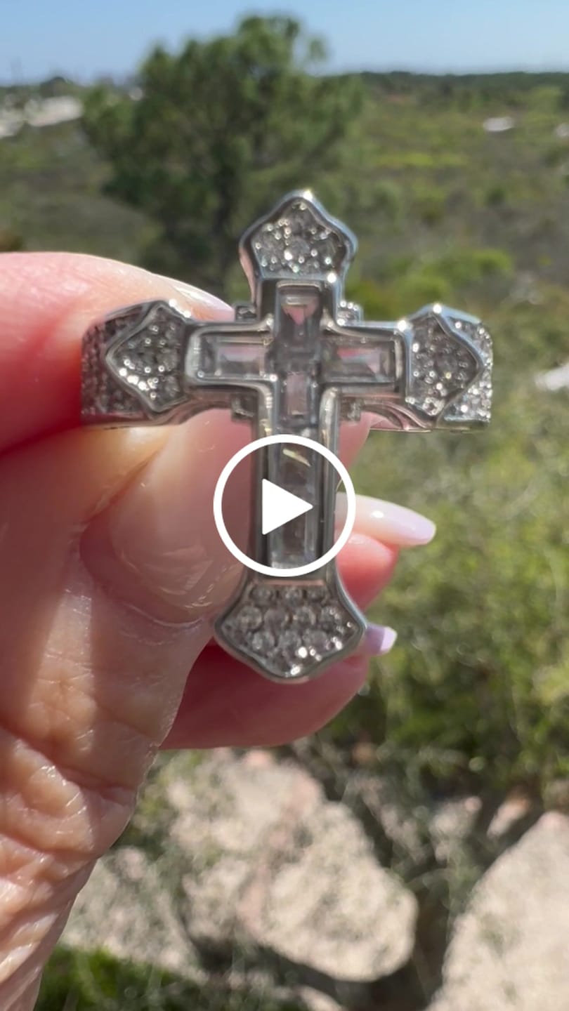 Customer video review of Christianartworkshop Central Cross Motif Ring with Cubic Zirconia Accents: Carry His Care in Daily Wear