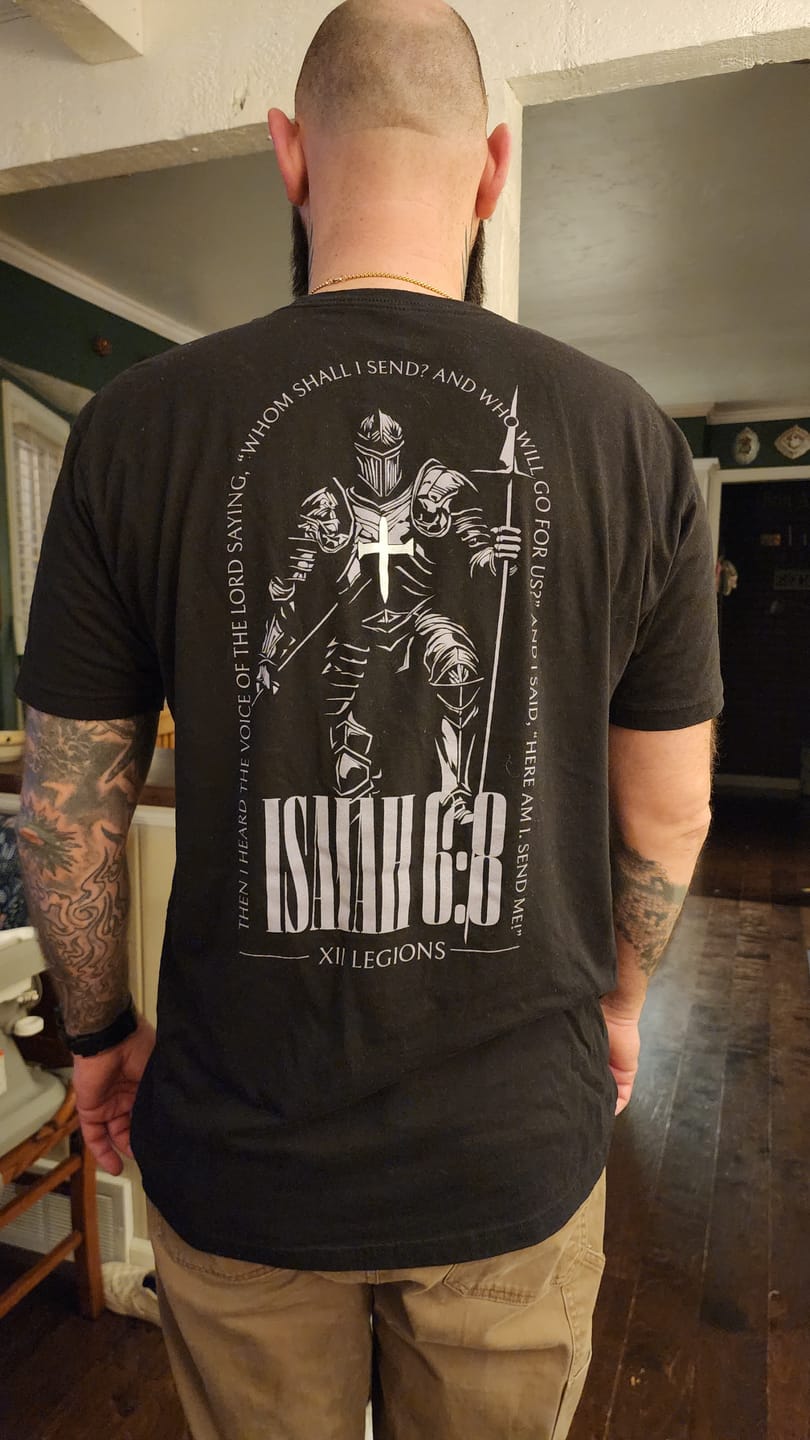Customer photo review of ISAIAH 6:8 T-shirt