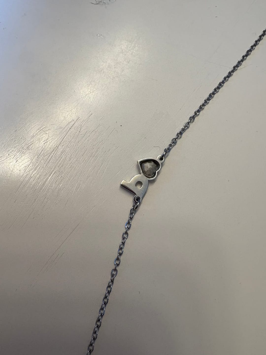 Customer photo review of Initial Heart Birthstone Necklace