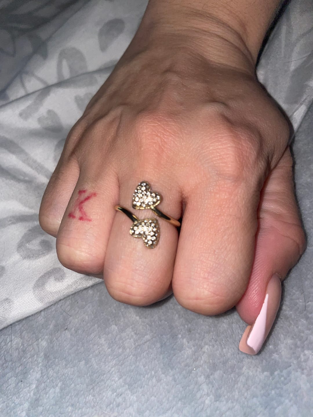 Customer photo review of Open Iced Heart Ring