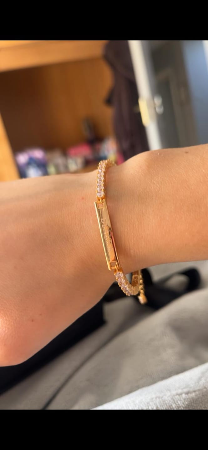 Customer photo review of Personalised Tennis Bracelet Gold