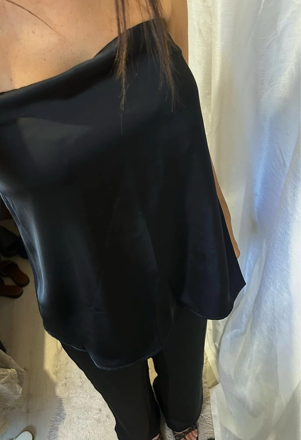 Customer photo review of Claudine Satin Bandeau Pants Suit