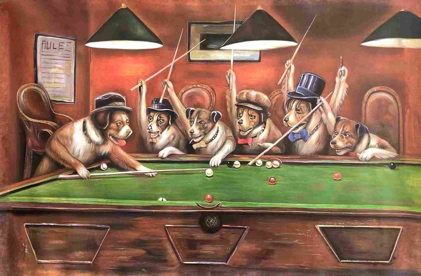 Customer photo review of Dogs Playing Pool by Cassius Marcellus Coolidge