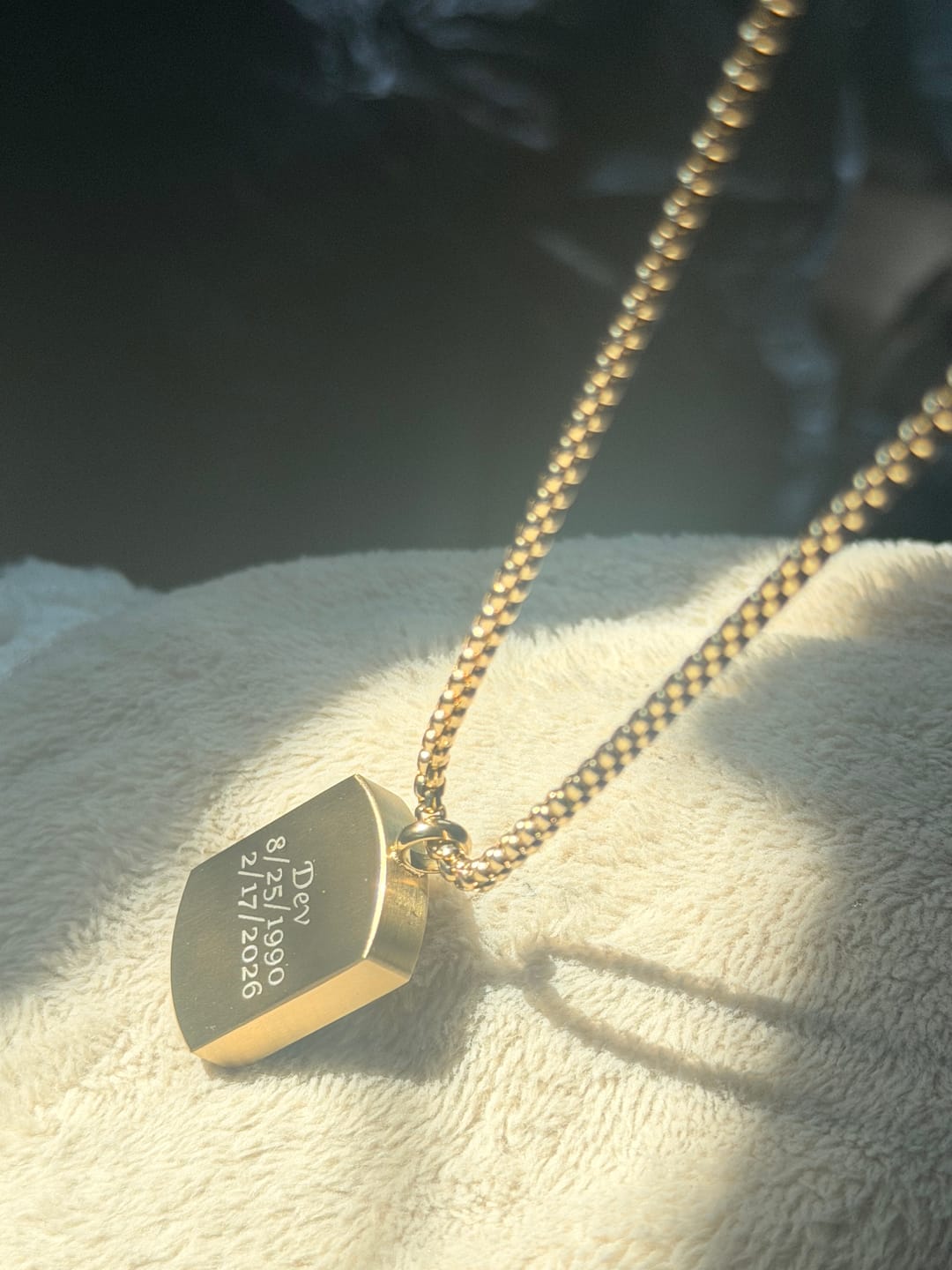 Customer photo review of Matte Urn Dog Tag