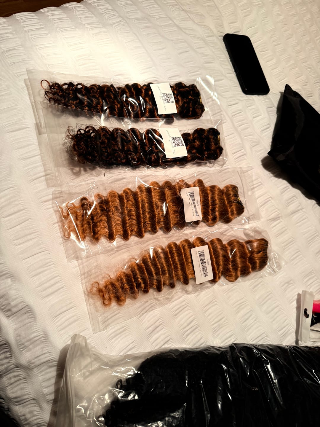 Customer photo review of #27 Honey Blonde Deep Wave Human Crochet Hair