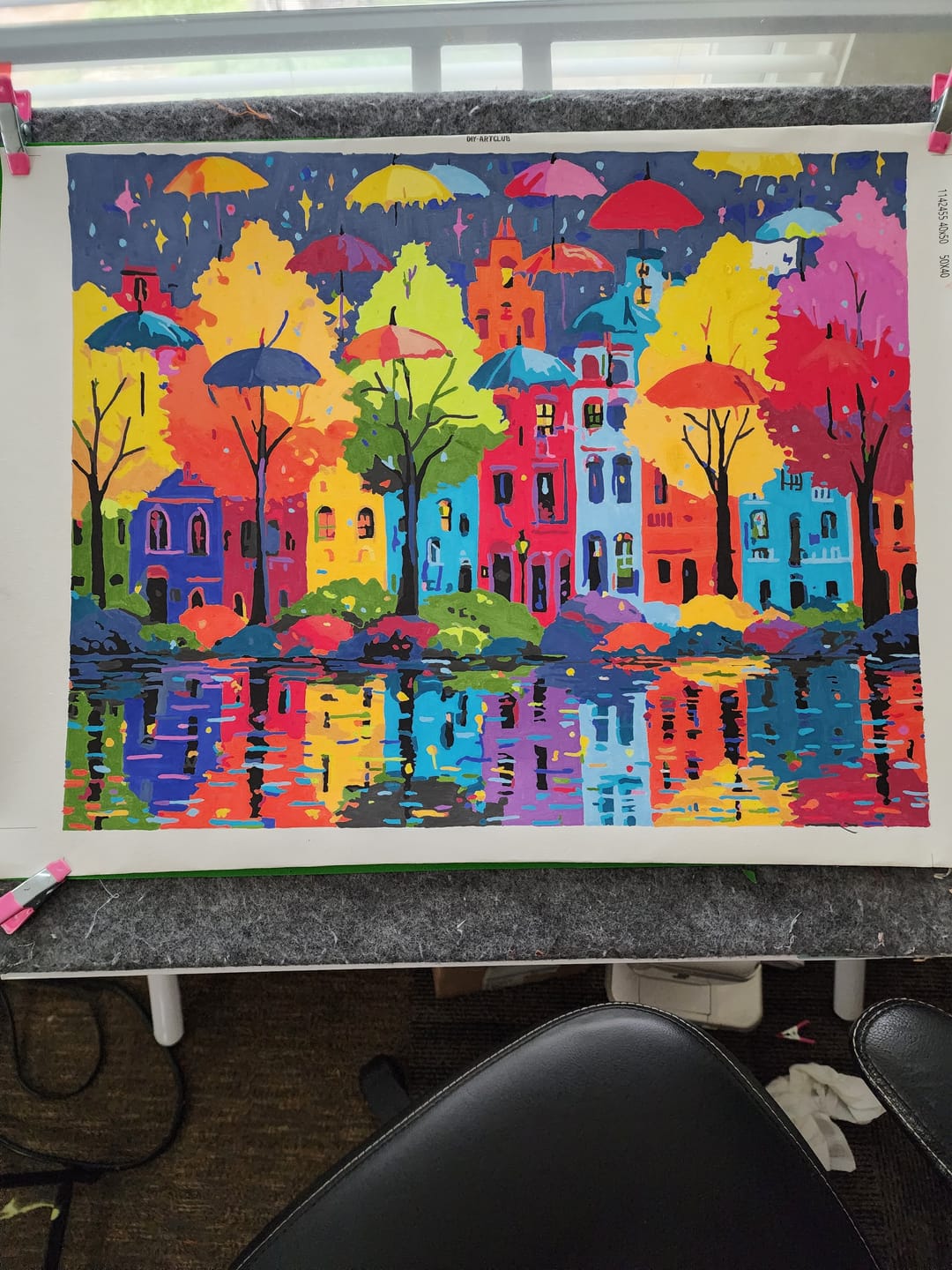 Customer photo review of Colorful Buildings & Umbrellas | Paint by Number