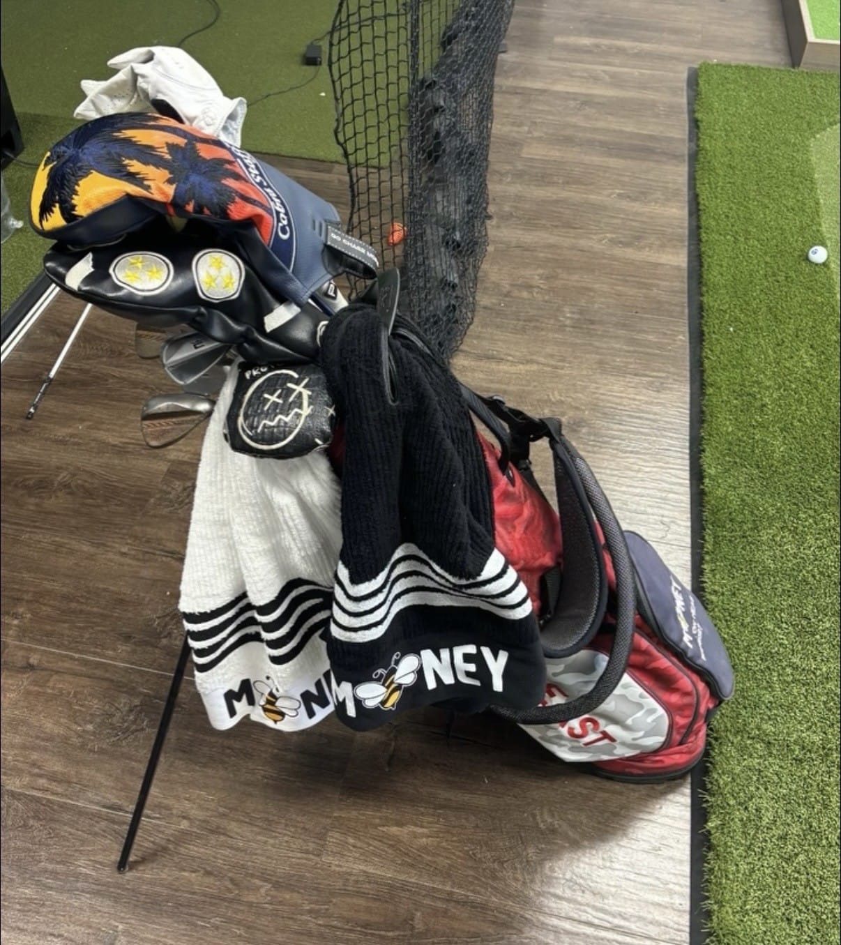 Customer photo review of The Tour Towel - Black with White Stripes