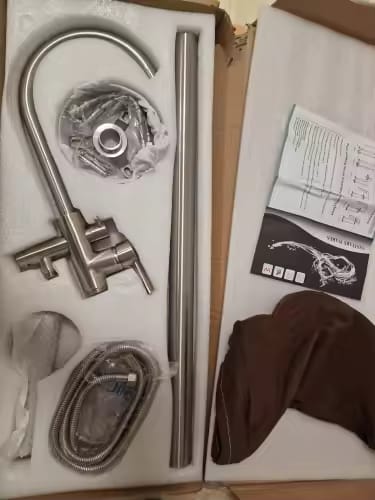 Customer photo review of Klaralven - Bathtub Shower Faucet Set Floor Standing Shower System with 360 Swivel Spout Bathroom Bath Bathtub Mixer
