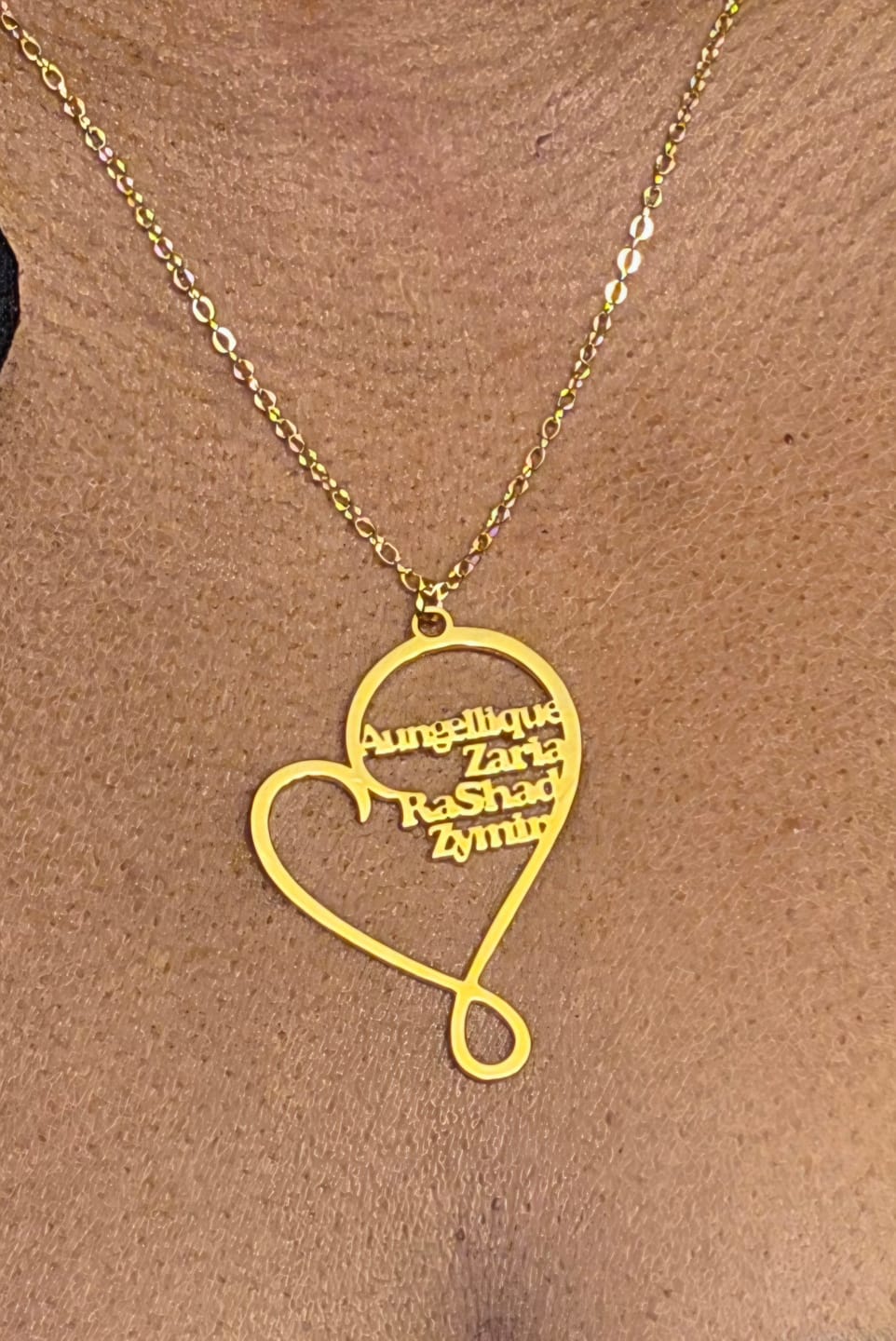 Customer photo review of Family Name Heart Necklace