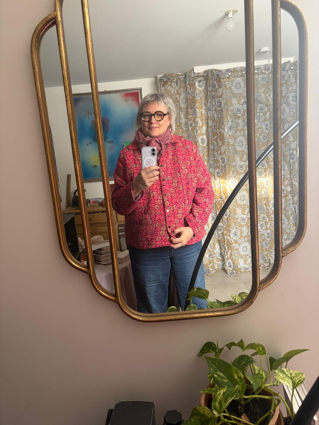 Customer photo review of Veste Solveig Jacquard “Roseraie Framboise”