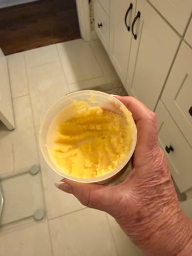 Customer photo review of Sweet Oatmeal Foaming Organic Body Scrub