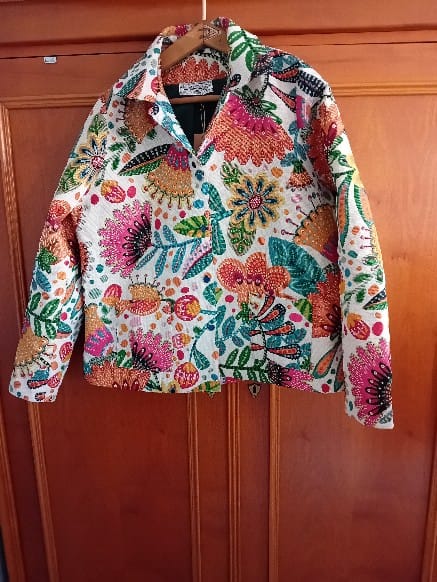 Customer photo review of Veste Solveig jacquard floral “Jardin Nomade”