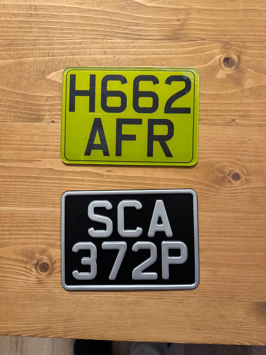 Customer photo review of Classic Metal Pressed 7×5 Motorbike Number Plate