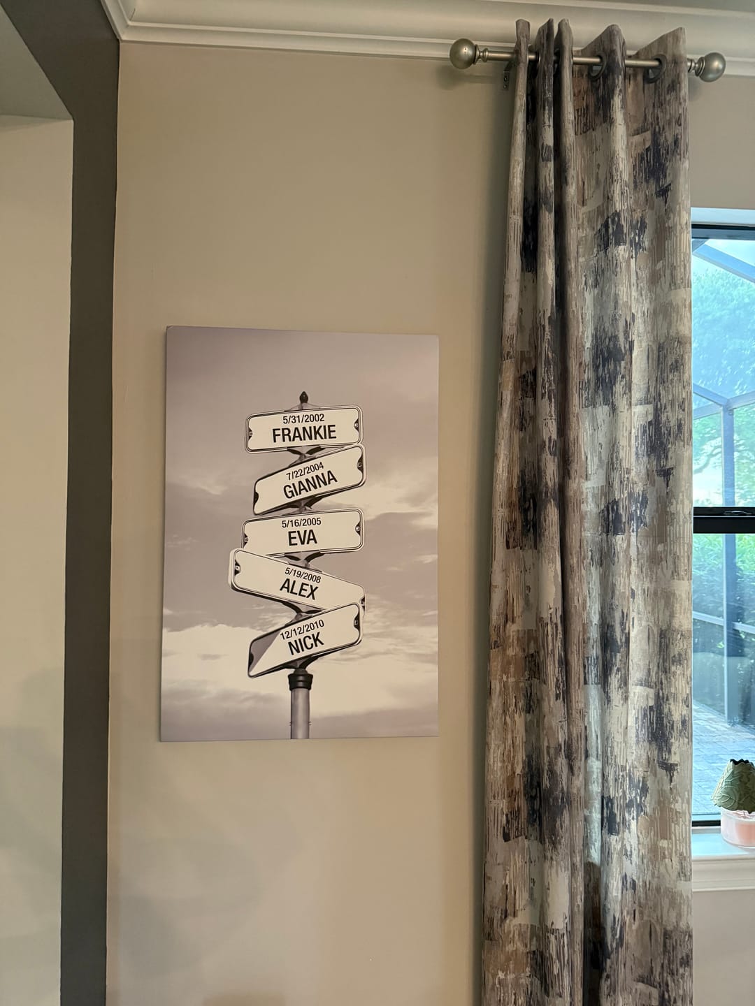 Customer photo review of My Street Sign Custom Children Names Personalized Canvas Print
