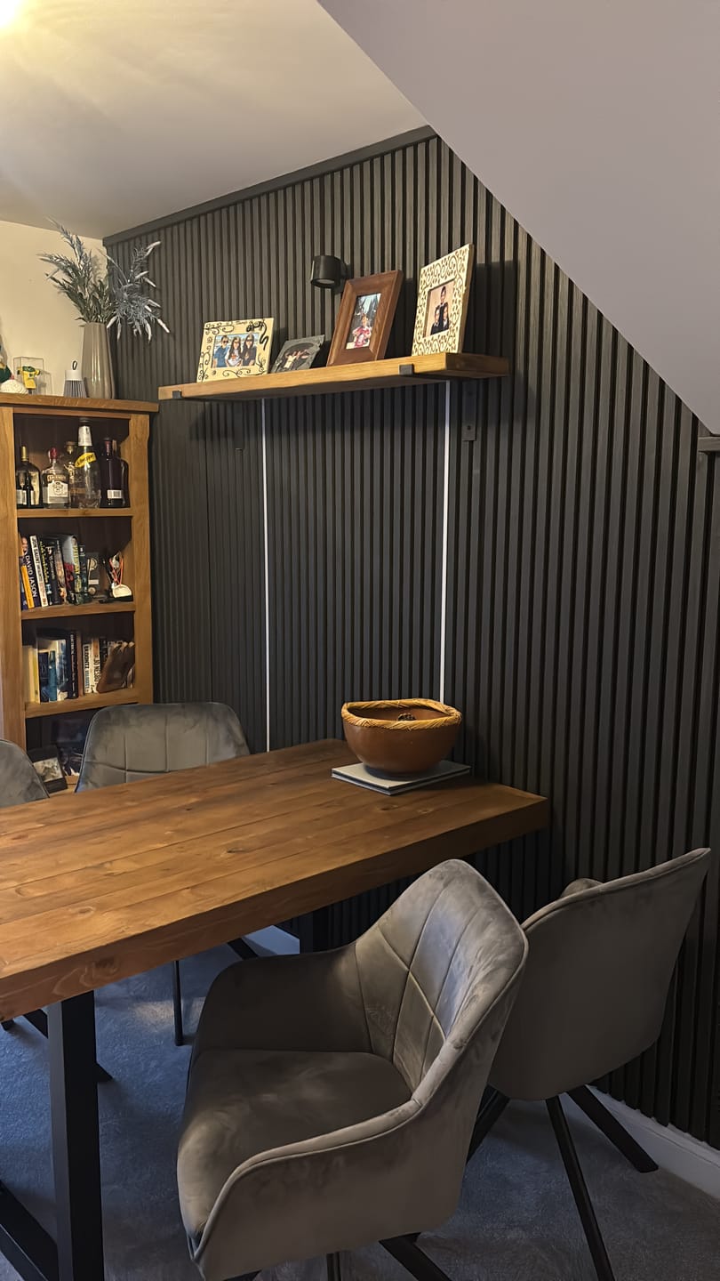 Customer photo review of Chunky Rustic Wooden Wall Shelves with Industrial Style Bracket | 22.5cm depth