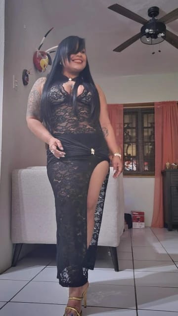 Customer photo review of Rizza Lace Buckle Slit Maxi Dress