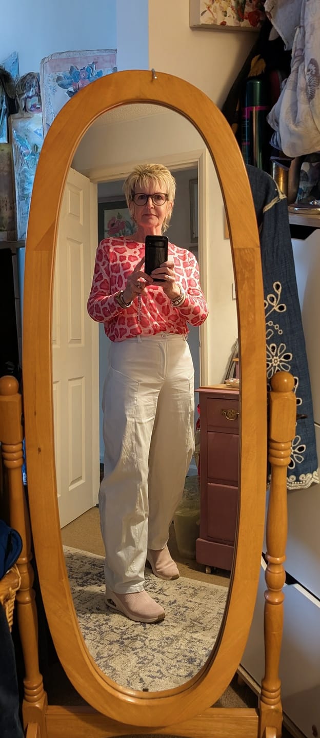 Customer photo review of Leona Layering Mesh Top