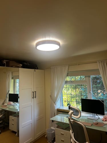 Customer photo review of Scandinavian Dimmable Wood LED Flush Mount Light