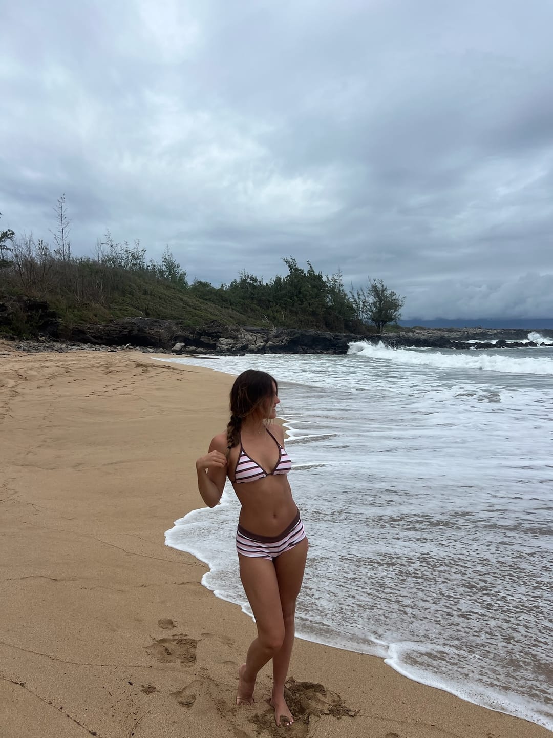 Customer photo review of Seamolly Colorblock Striped Halter Triangle Boyshorts Bikini Set