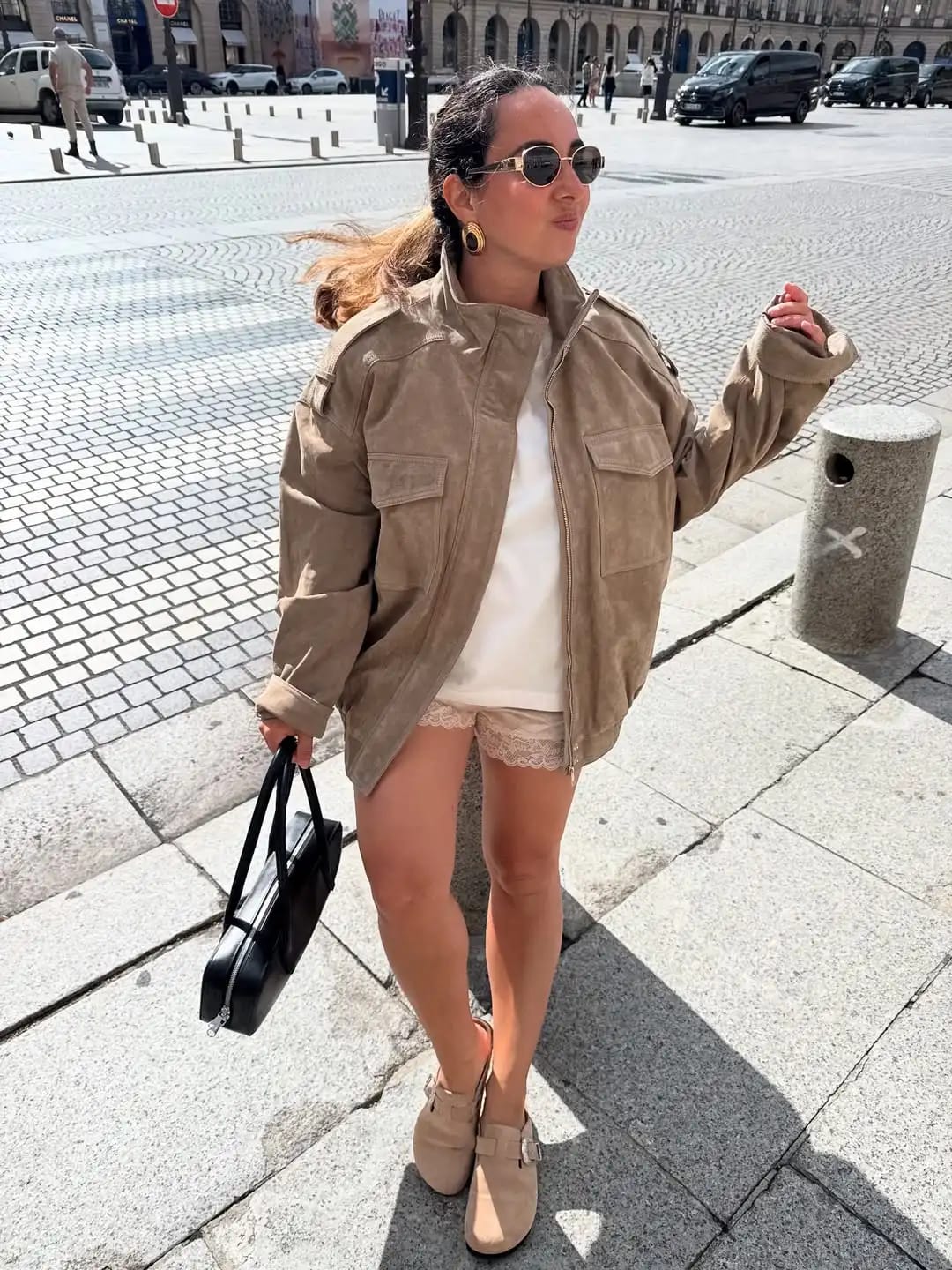 Customer photo review of Charice High-Neck Suede Jacket