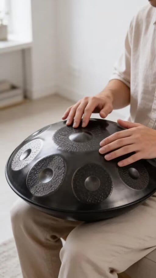 Customer photo review of Cosmos Handpan - Hand-Pounded 9/10/12 Notes in D Minor - Tambourine Gift Set