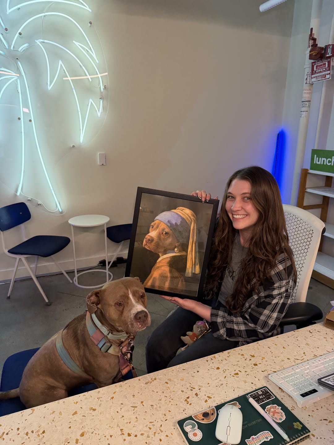 Customer photo review of Pearl Earring Custom Pet Portrait