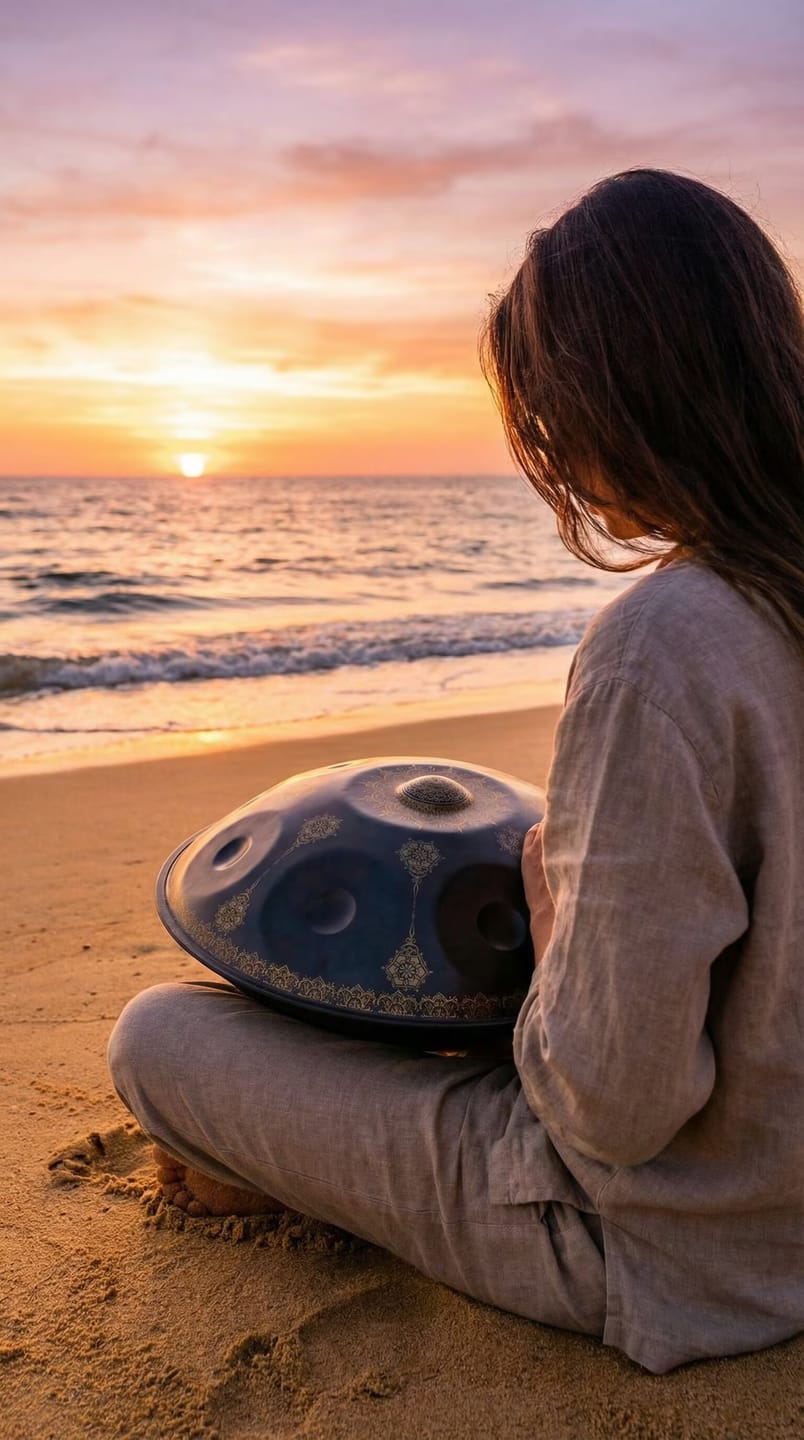 Customer photo review of Cosmos Handpan - Midnight Mandarins 12 Notes in D Minor - Tambourine Gift Set