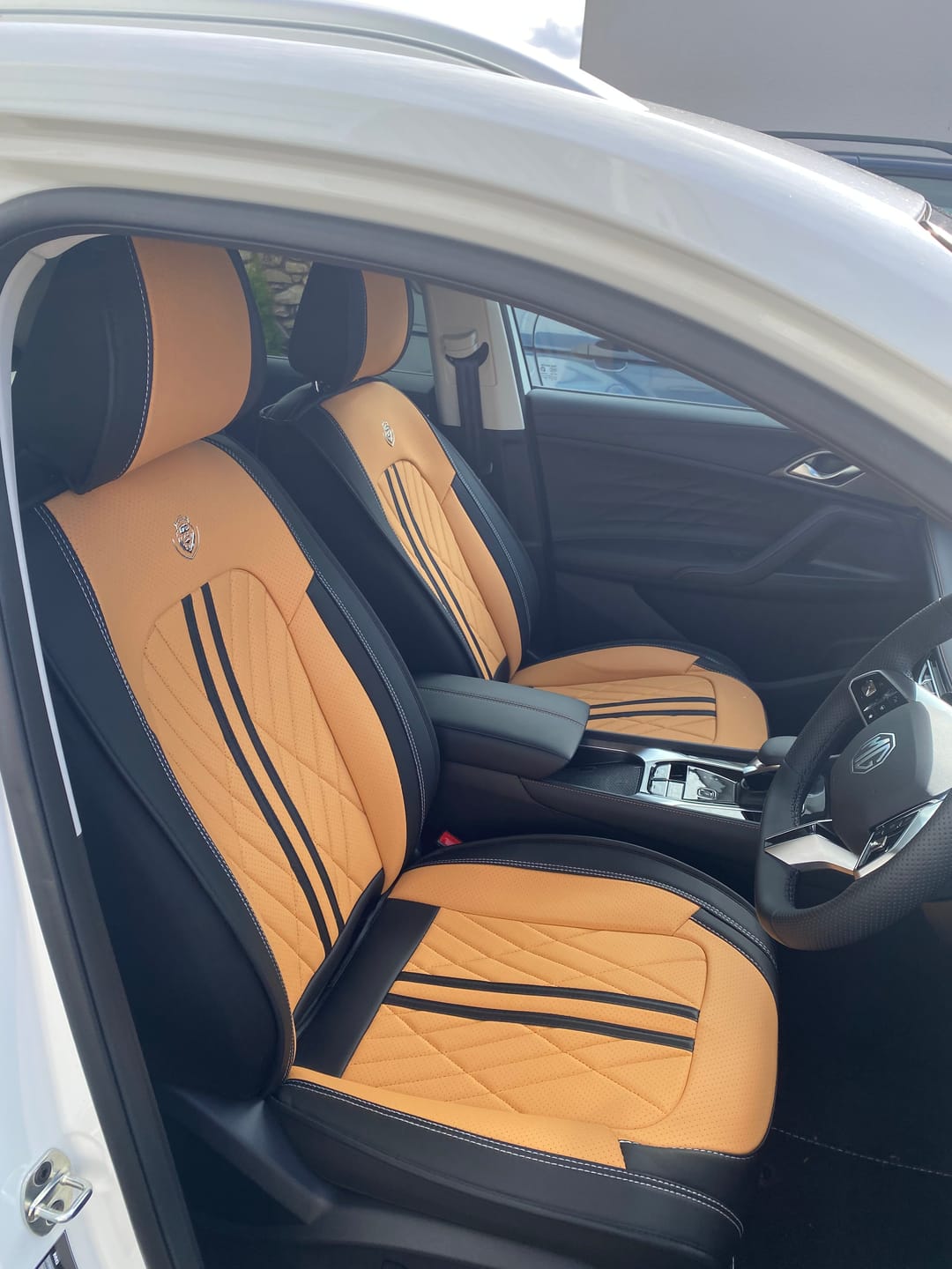 Customer photo review of Brown & Black Car Seat Covers