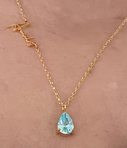 Customer photo review of Signature Name and Birthstone Necklace