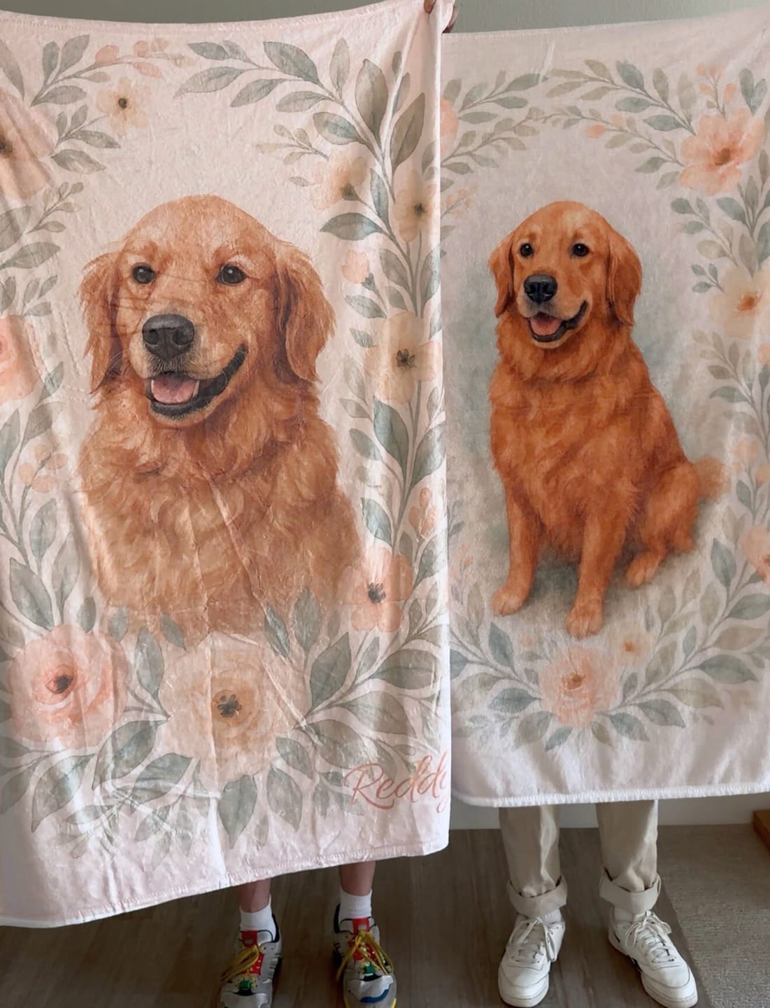 Customer photo review of Cozy Floral Custom Pet Blanket