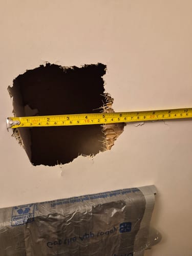 Customer photo review of Large Wall Damage - Tub and Shower Repair Kit