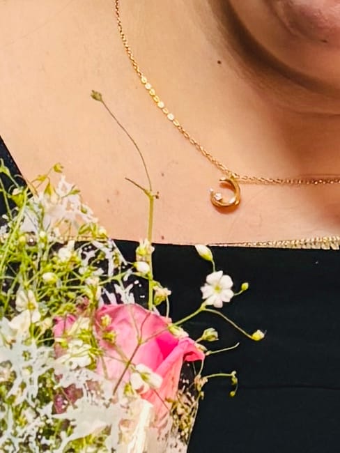 Customer photo review of Moon Charm Necklace