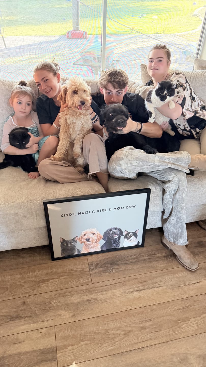 Customer photo review of Custom Four Pet Portrait