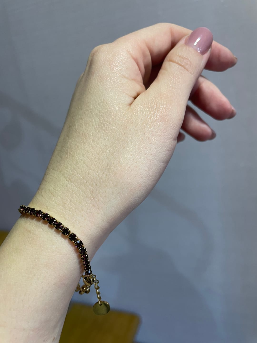 Customer photo review of Jade Gold Burgundy Bracelet