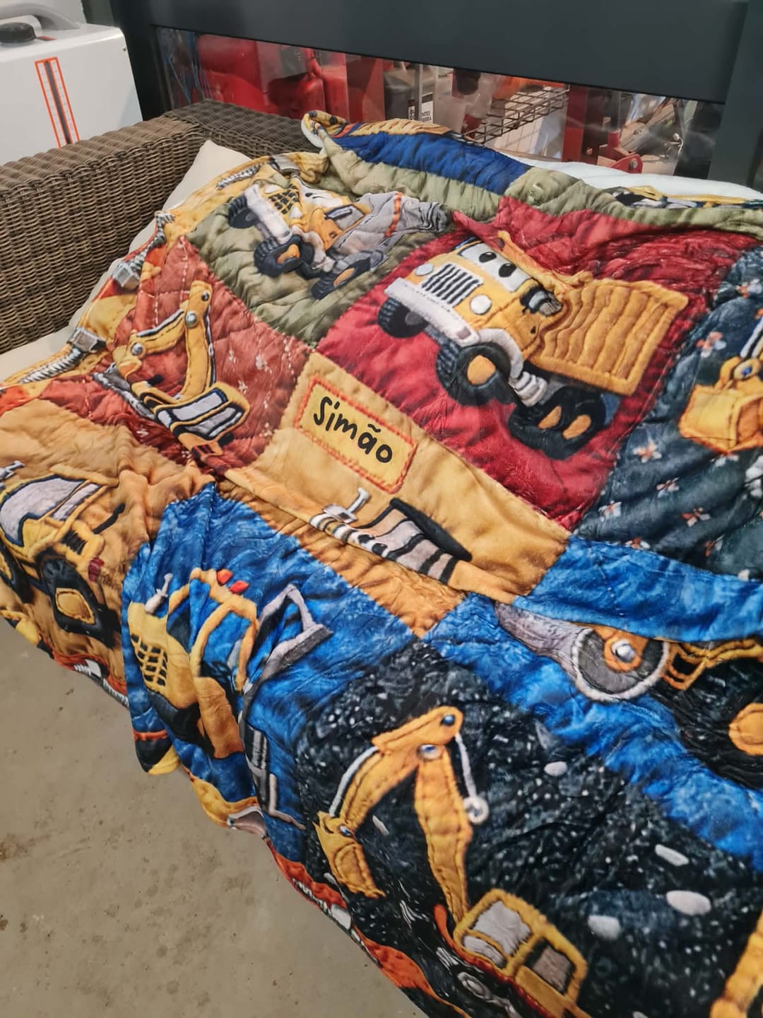 Customer photo review of Construction Machines - Personalized Kid Blanket