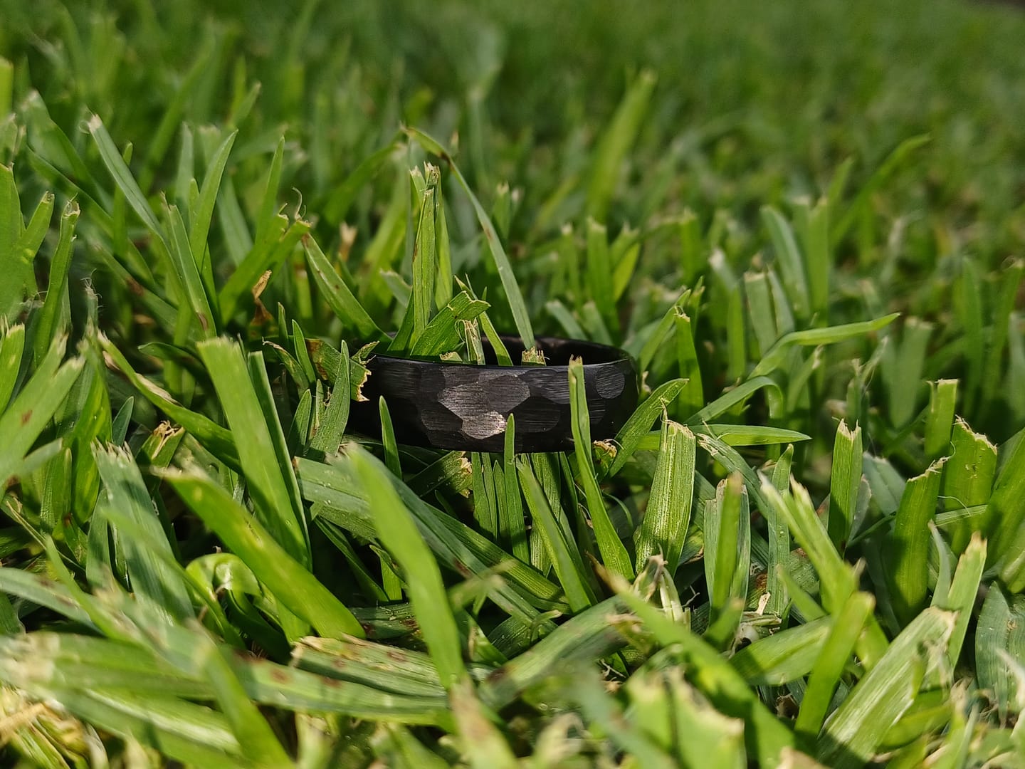 Customer photo review of The Thing - Black Hammered tungsten Ring